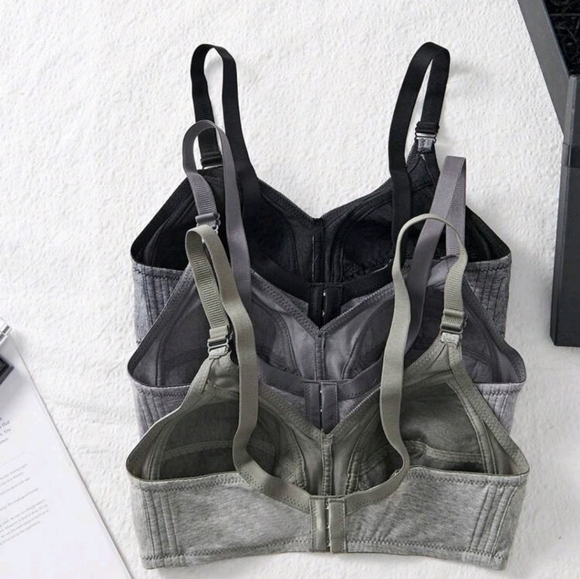 New 3PCS  Comfortable Sleep Multicolor Wireless Soft Cup Solid Underwear Bra - Picture 2 of 6